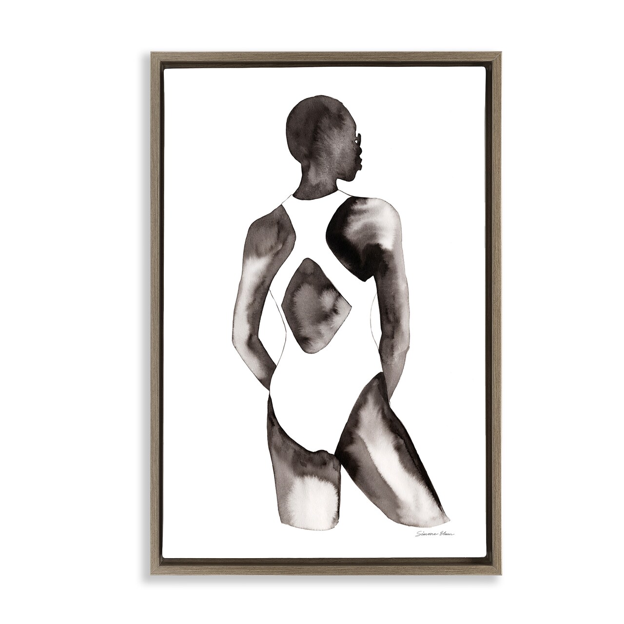 Stupell Industries Beach Day Swimsuit Silhouette Floating Frame, design by Simone Elum